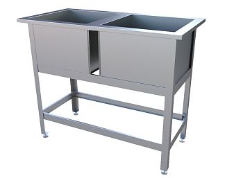 Ванна моечная КВМ-126/63 2, два гнезда, ноги оцинк